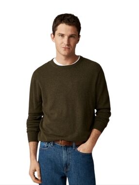 J. Crew Midweight Olive Crewneck Cashmere Sweater Men's L